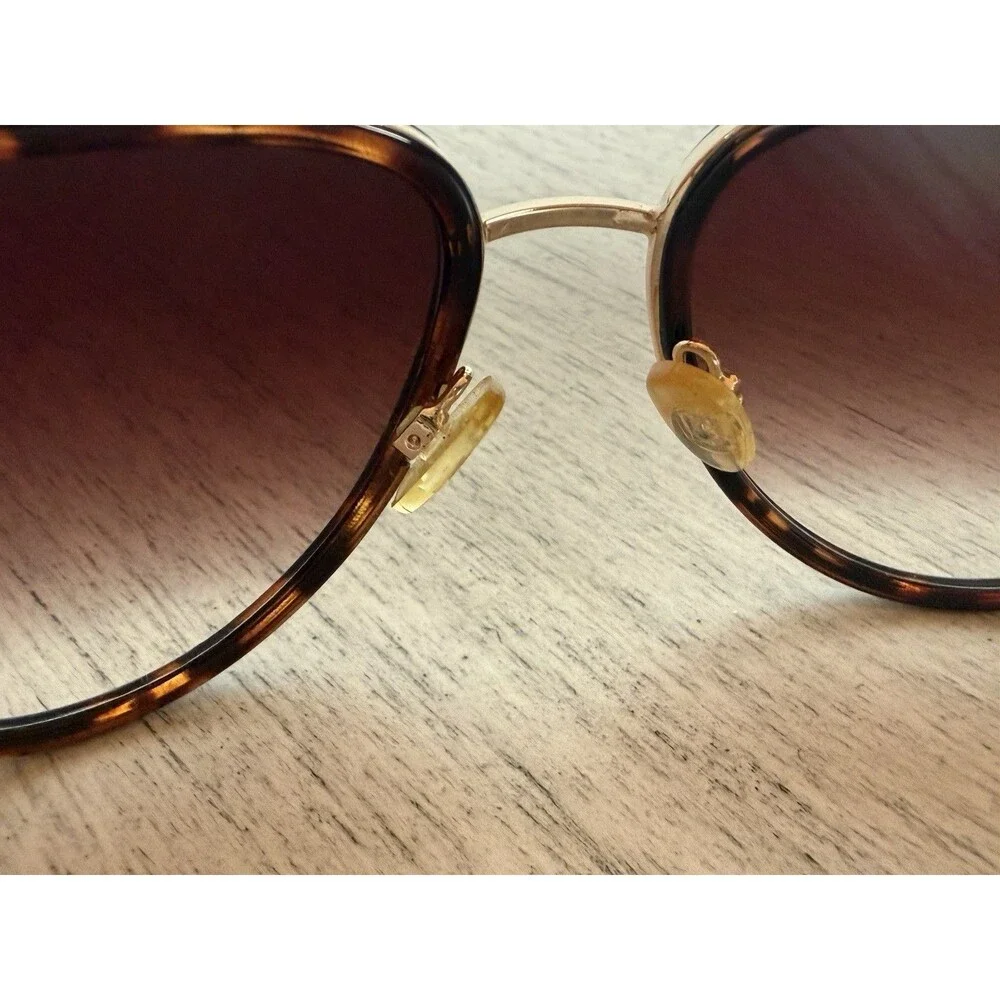 Quay All In Mini Aviator Sunglasses Tortoise Gold Frame Brown Gradient Lenses
